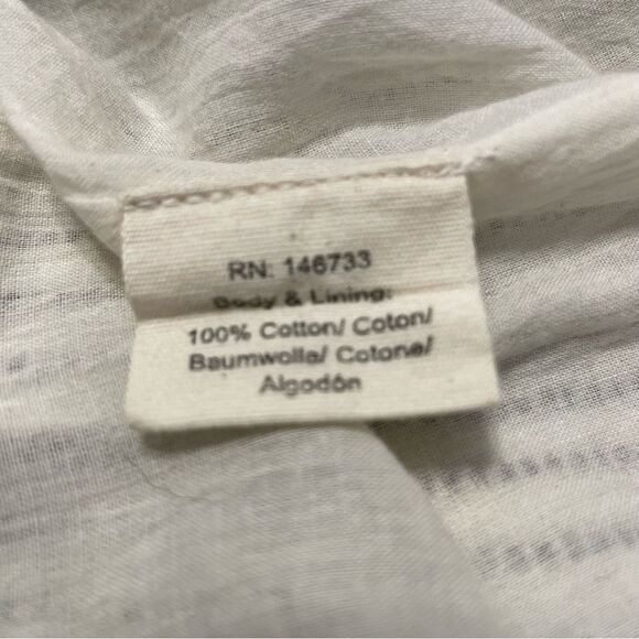 Mirth Biarritz 100% Cotton Ivory/Black Striped Dress Sz-L - Picture 15 of 16